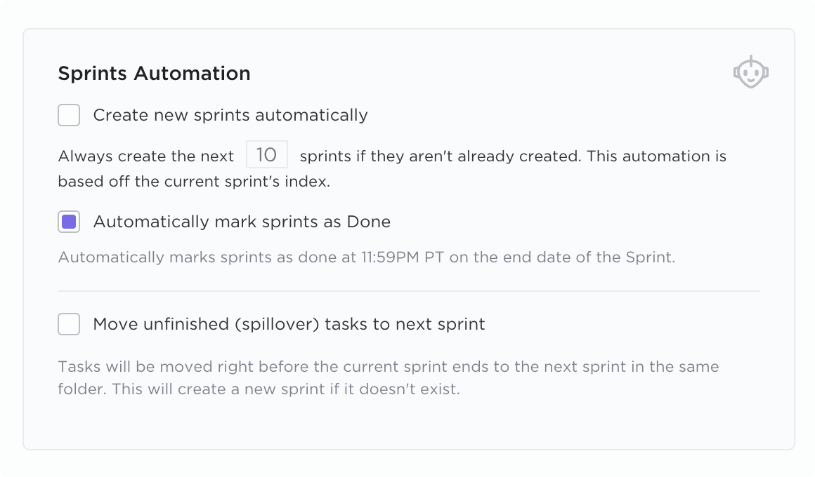 ClickUp Sprint Automations: sprint backlog