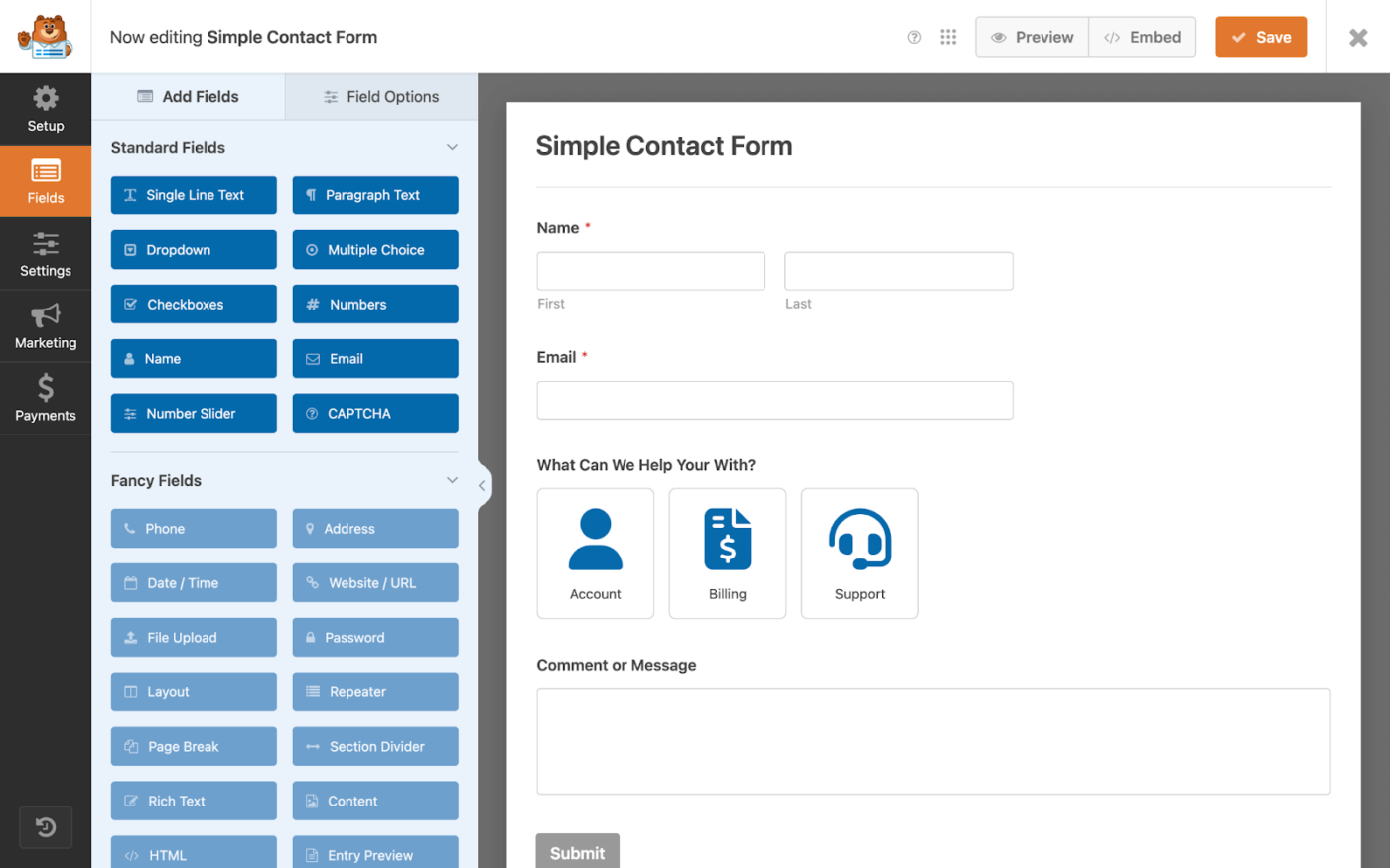 WPForms: google form alternative
