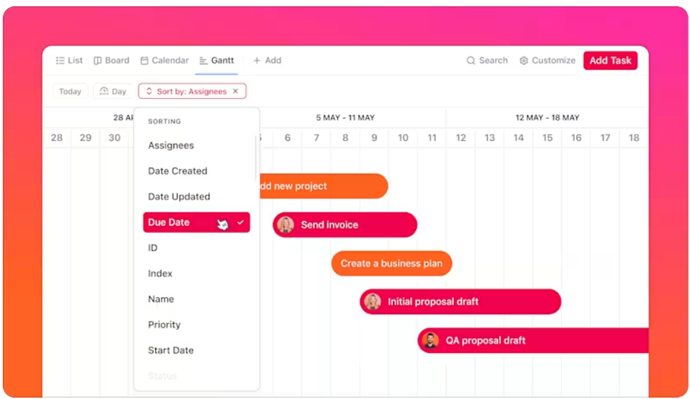 ClickUp Gantt Charts