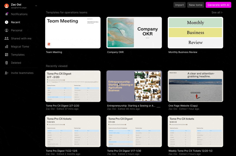 Tome: ai presentation maker 
