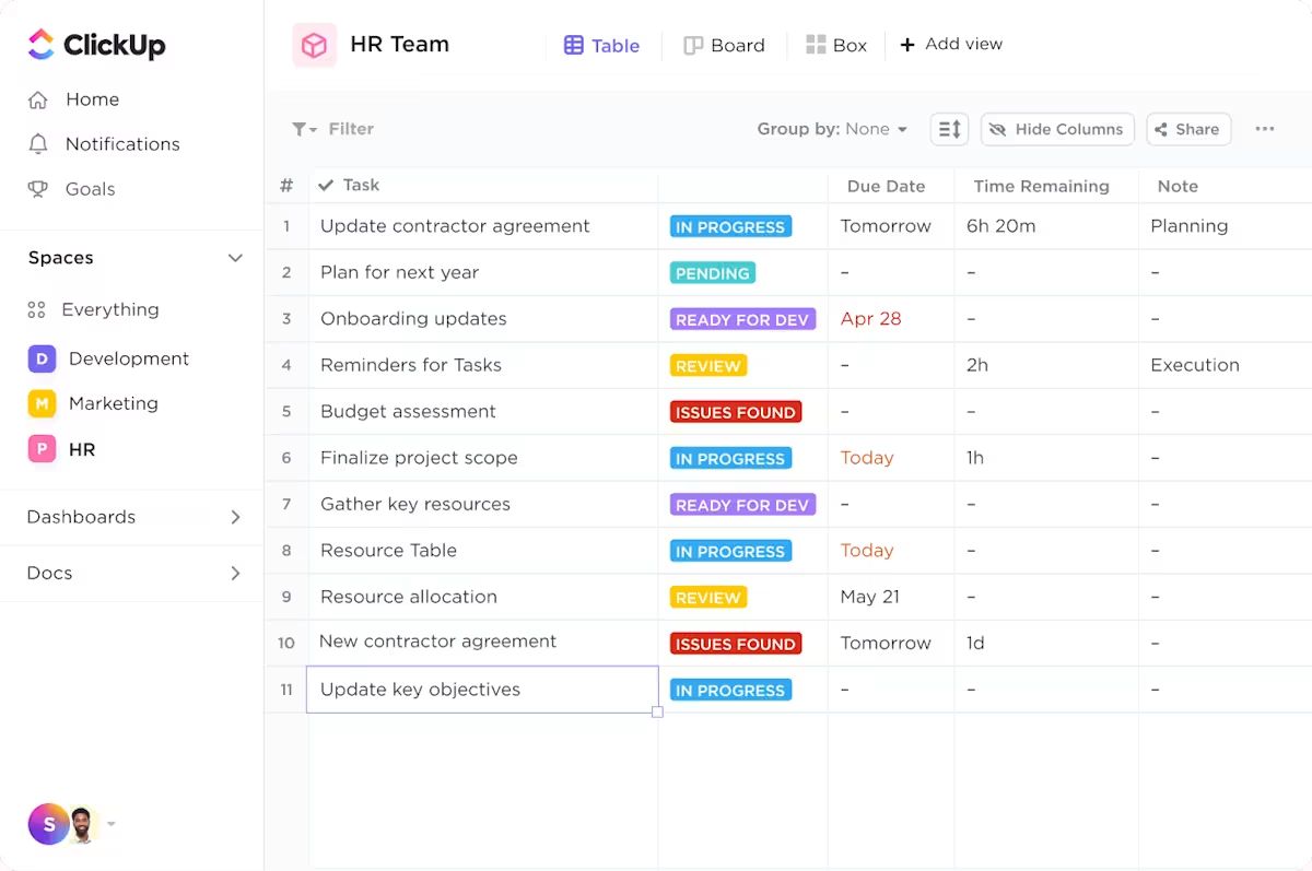 ClickUp Human Resources Solution