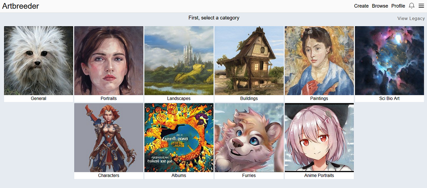Artbreeder Dashboard
