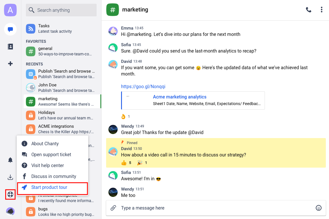 Chanty Dashboard: Microsoft Teams Alternative