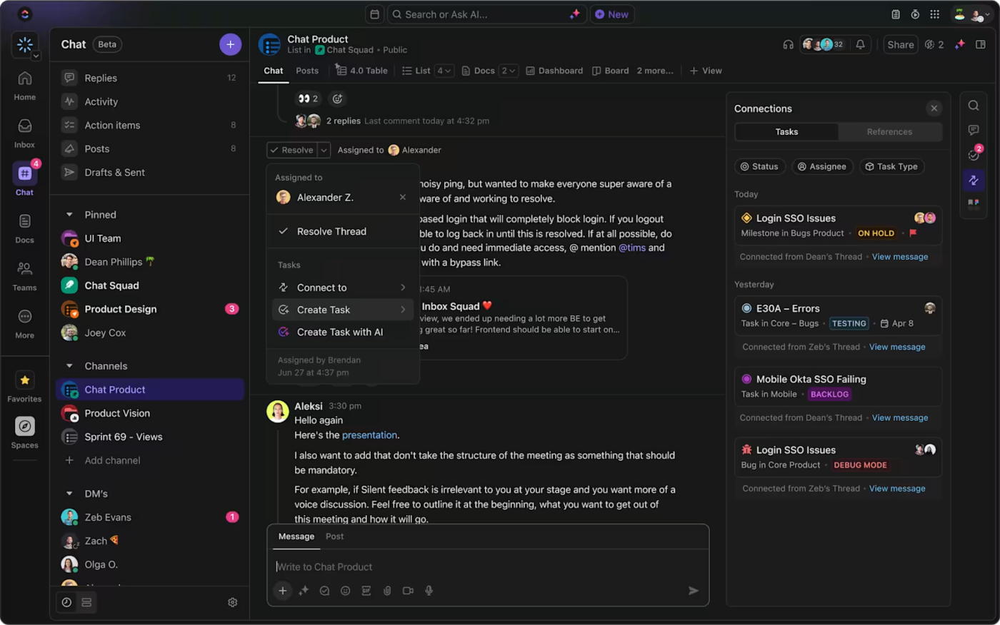 ClickUp Chat: Microsoft Teams Alternative