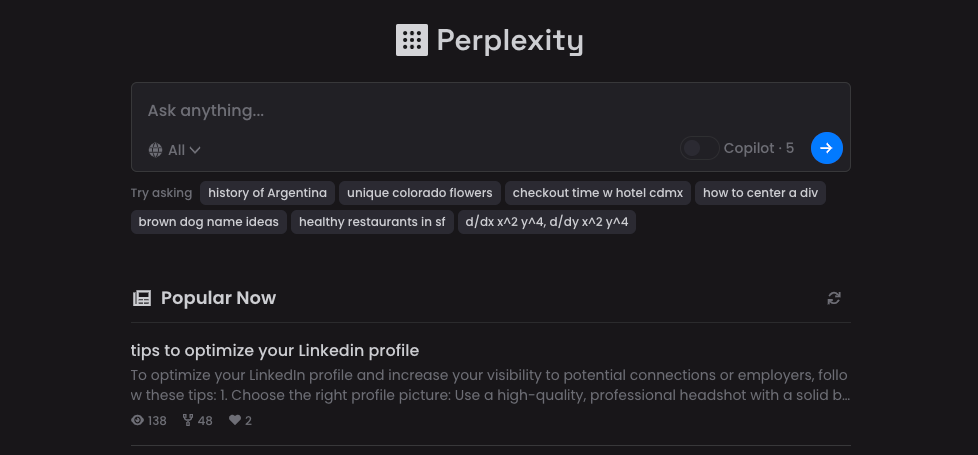 Perplexity : ai tools