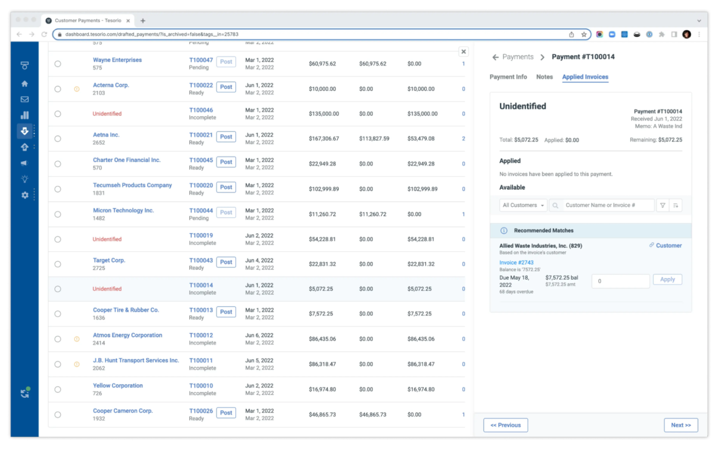 Tesorio AI Dashboard