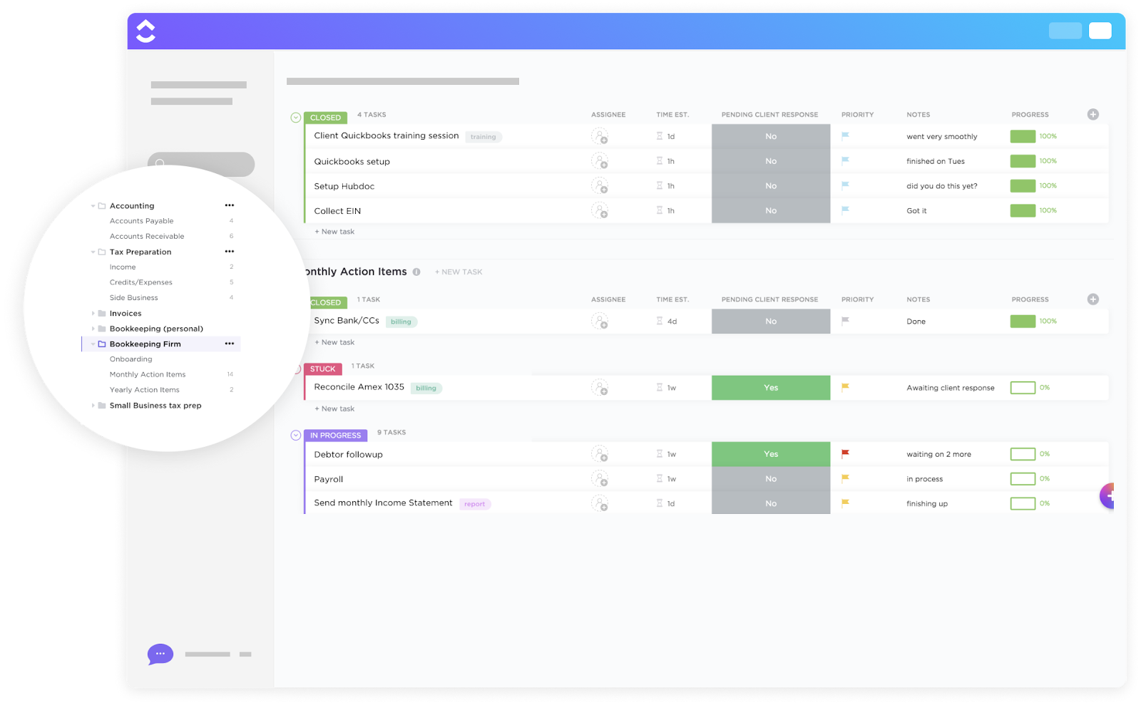 ClickUp Bookkeeping Firm Template