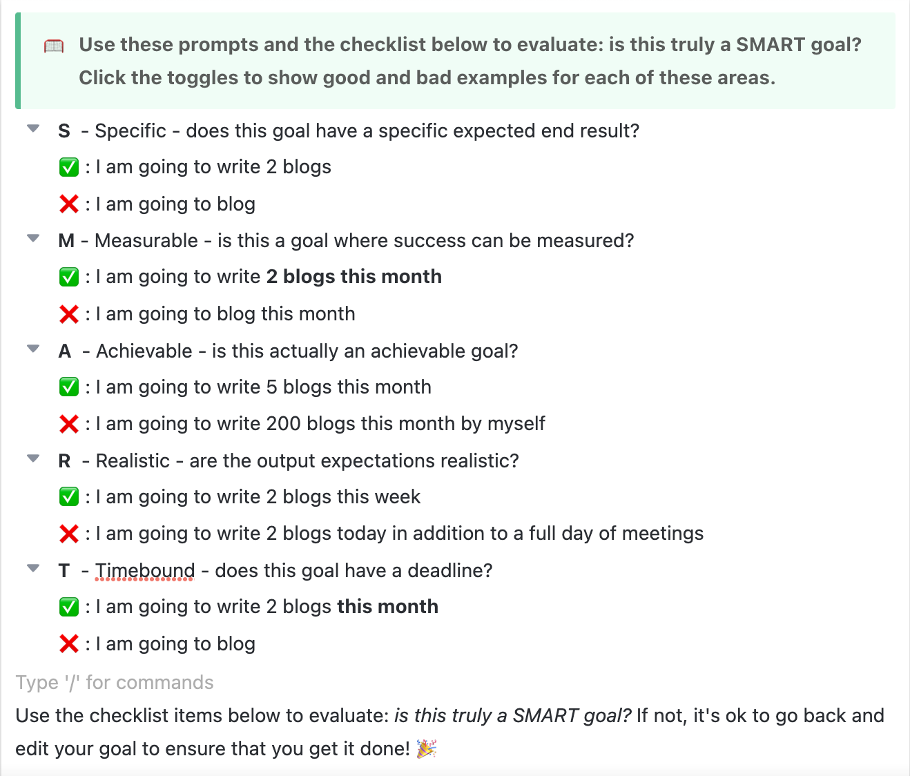 ClickUp Smart Goals Docs Template