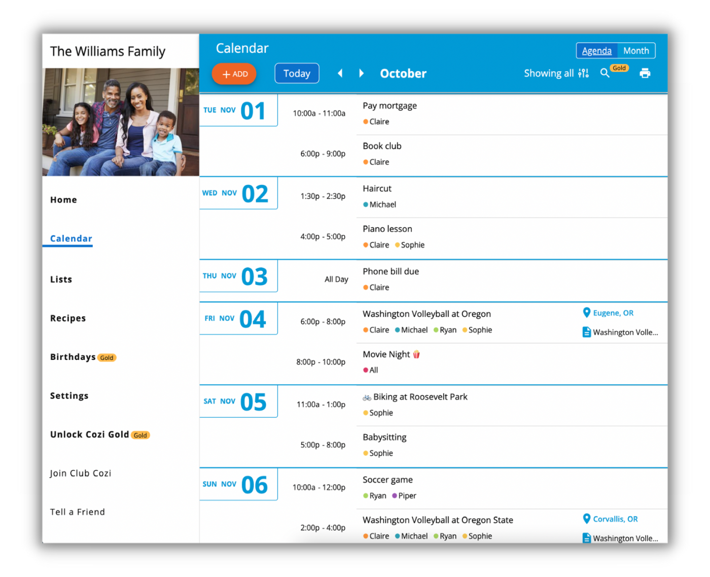 Cozi: Best for family-focused scheduling and organization