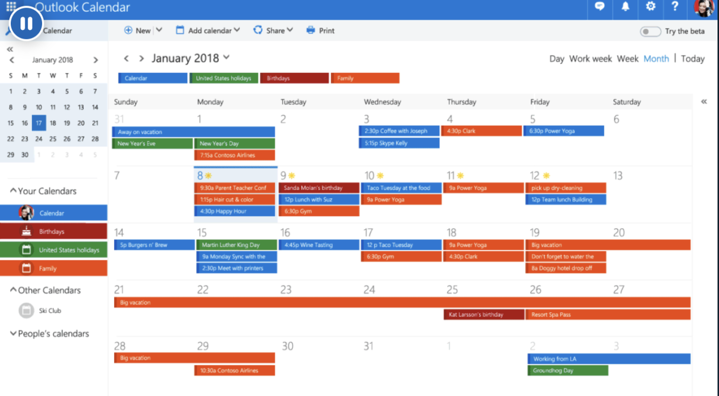 Microsoft Outlook Calendar: Best for Microsoft users and seamless business-family scheduling