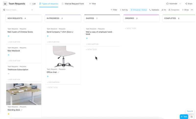 Drag and drop a task to automatically update the status in ClickUp