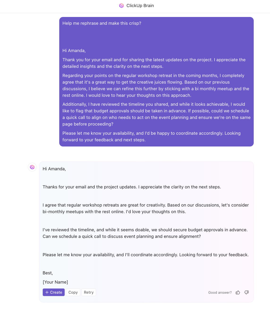 ClickUp Brain: inbox zero