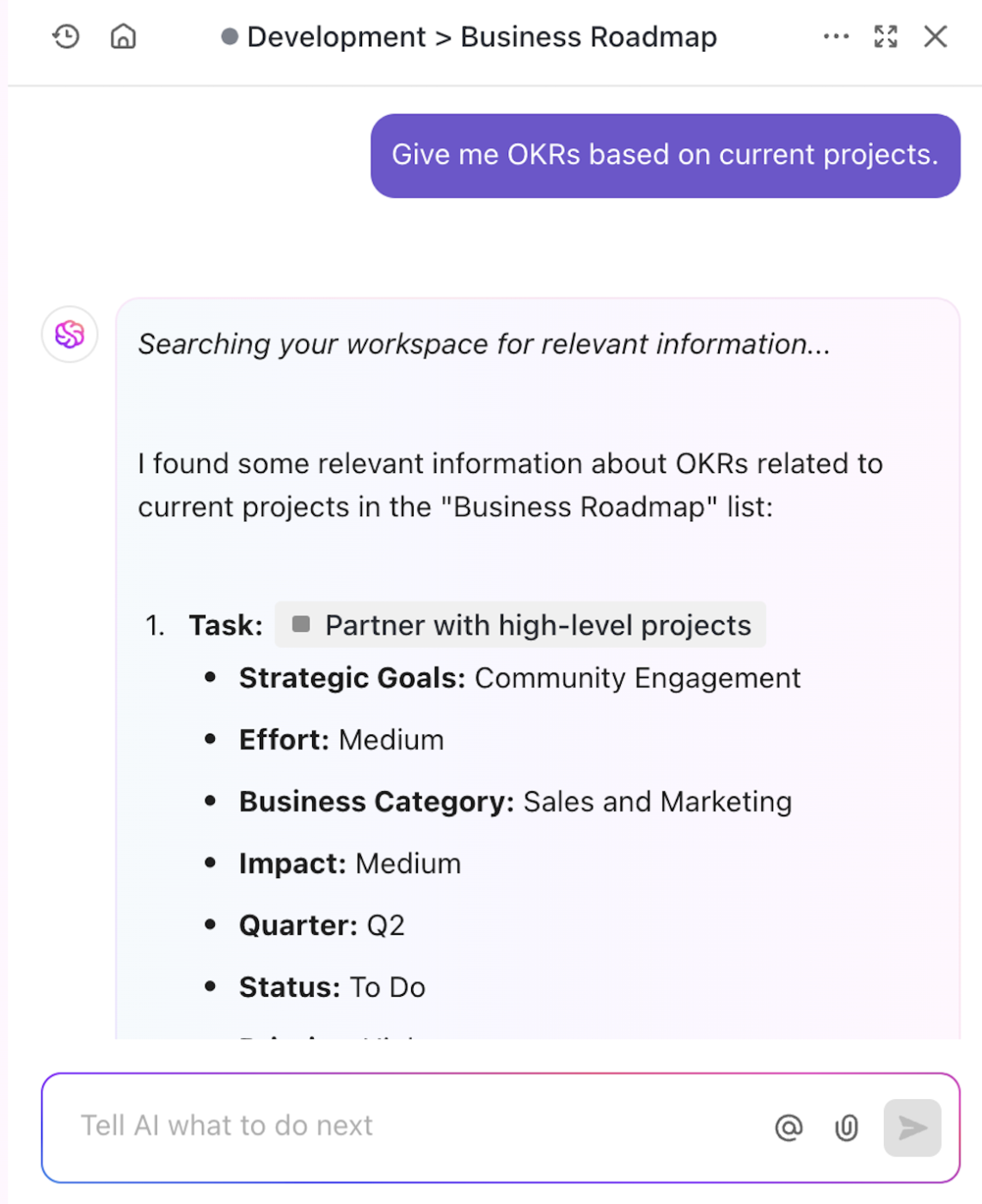 ClickUp Brain: OKR vs KPI