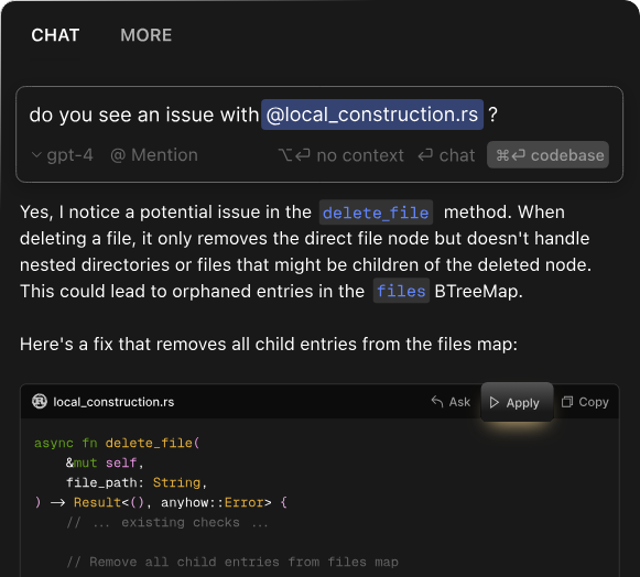 Cursor chat