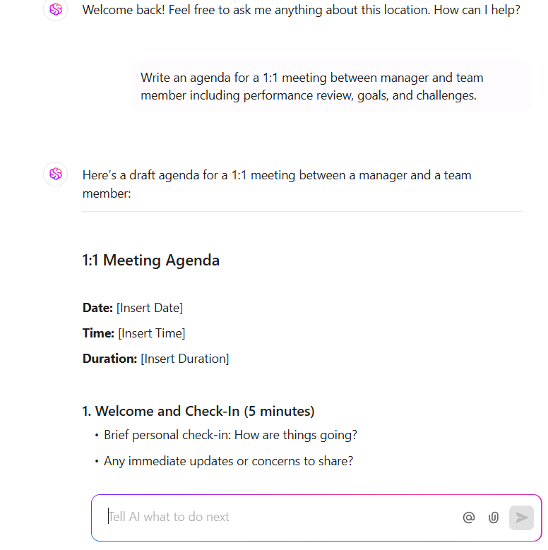 meeting agenda template using ClickUp Brain