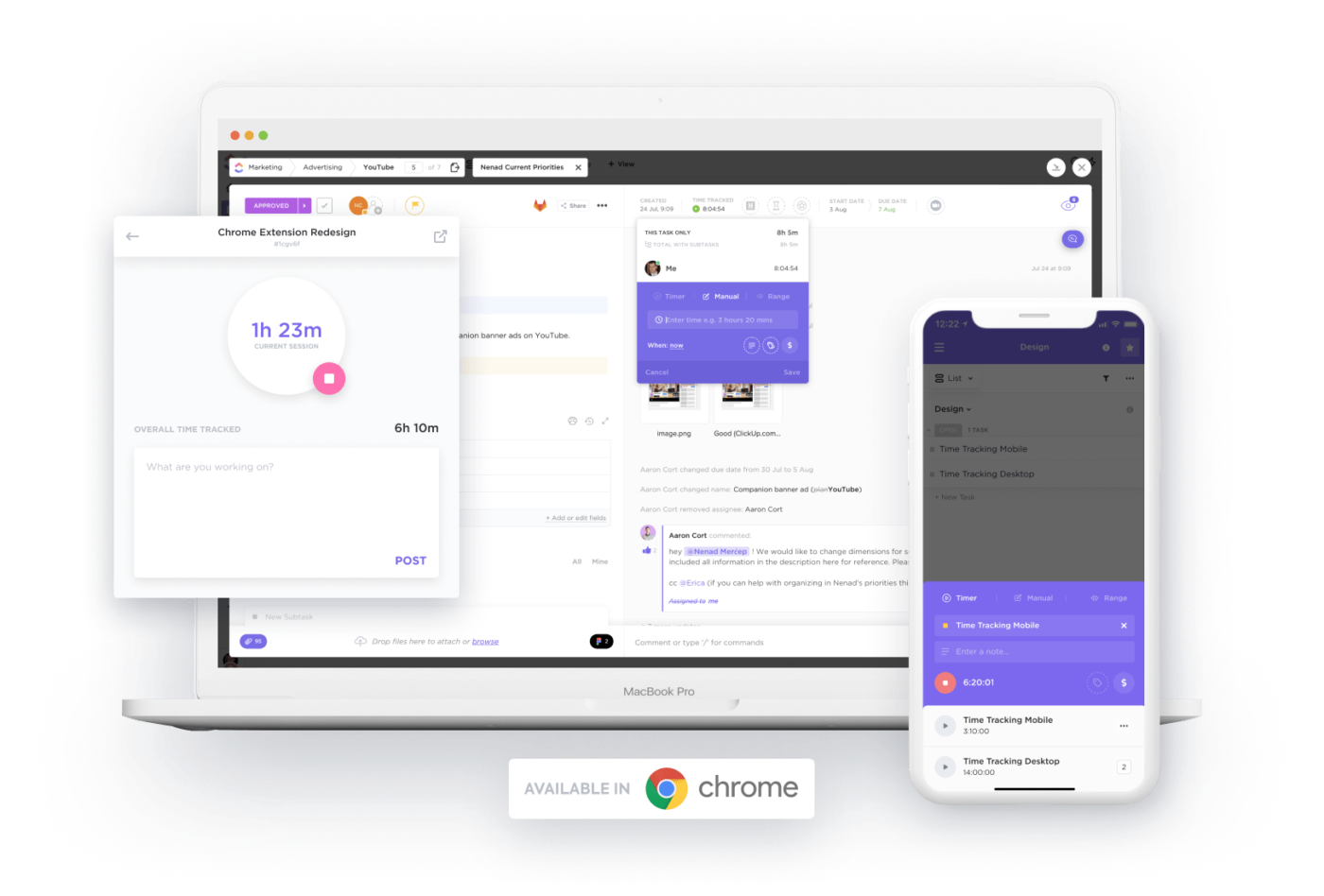 ClickUp's time tracking feature