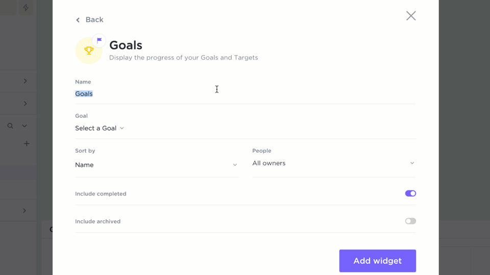 Break demanding timelines into small, targeted priorities across different assignees with ClickUp Goals