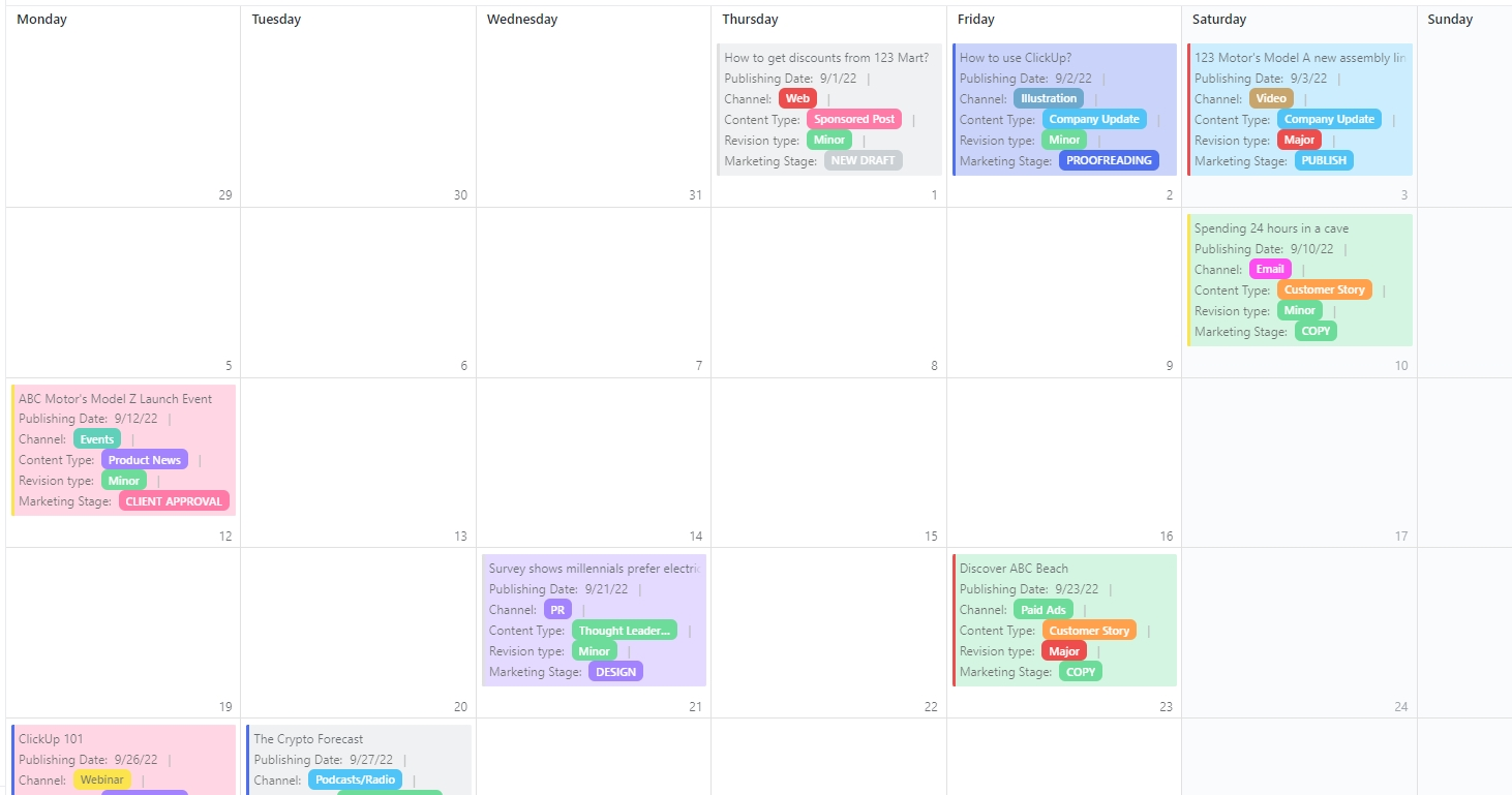 Organize and track your editorial tasks with the ClickUp Editorial Calendar List Template 