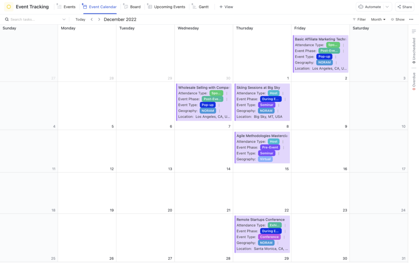 Plan and coordinate event promotions with an event marketing calendar