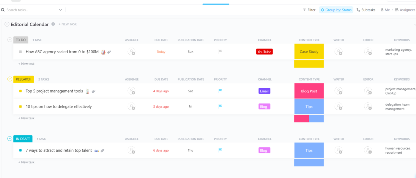 Plan, track, and organize your marketing content with an editorial calendar