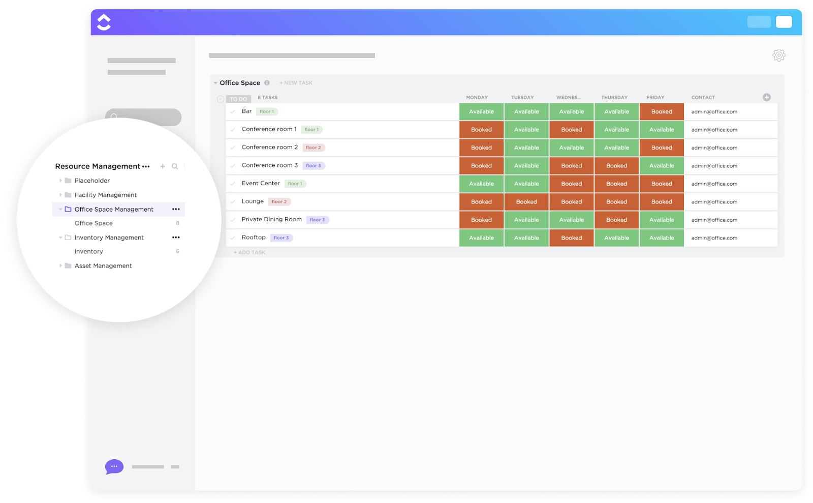 Clickup Office Space Management Template