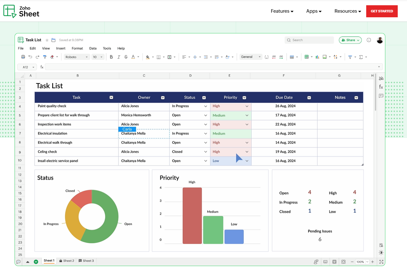 Zoho Sheet: Google Sheets Alternative