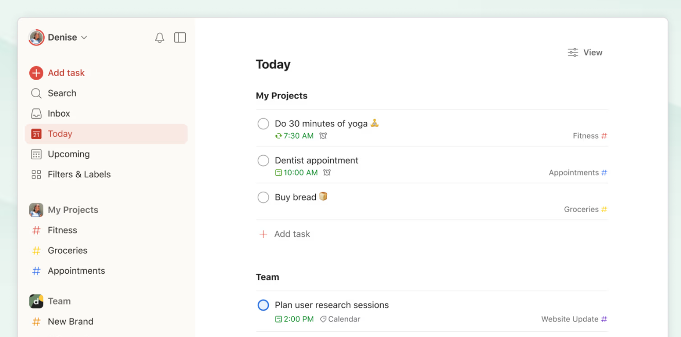 Todoist:  sunsama alternative
