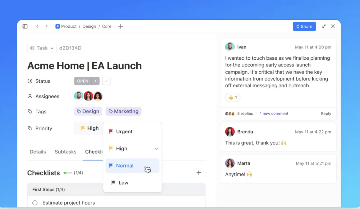 ClickUp Tasks workload management