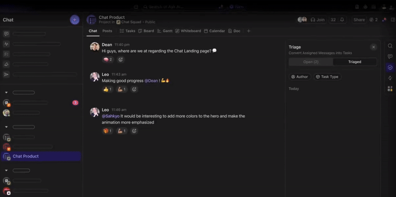 ClickUp Chat: coda vs notion